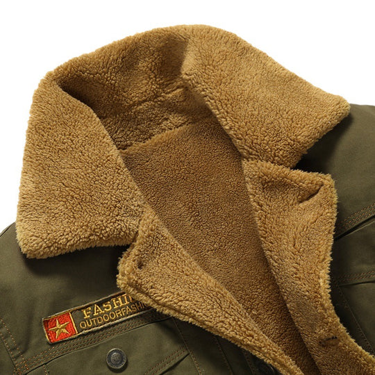 Herren Canvas-Truckerjacke mit Sherpa-Innenfutter und Utility-Taschen Nord Taschen