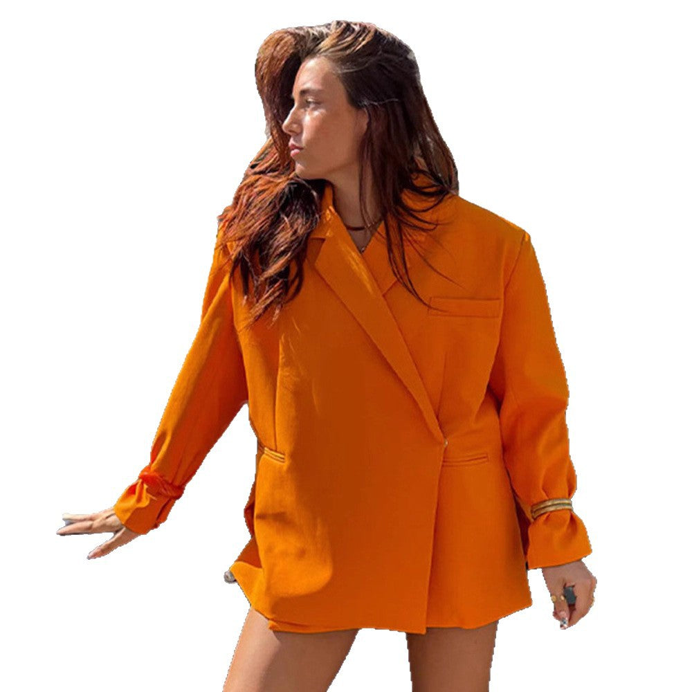 Damen Oversize-Blazer mit kastiger Silhouette, verdeckter Verschluss und Pattentaschen Nord Taschen