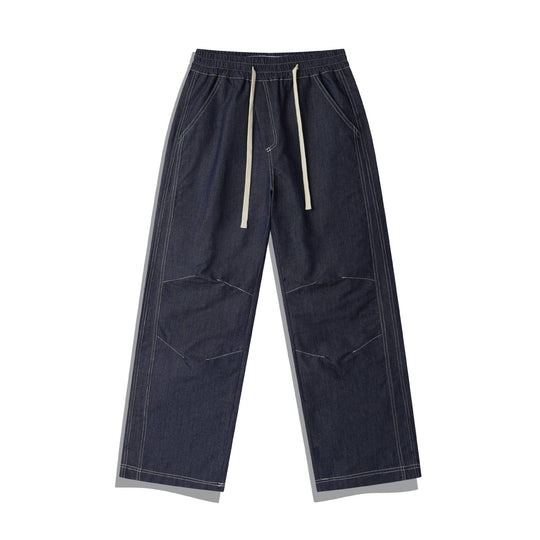 Damen Weite Denim-Cargo-Culotte mit elastischem Bund und Kontraststeppung Nord Taschen