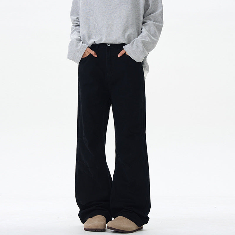 Herren Weite Baumwoll‑Twill‑Hose mit Knie‑Abnähern und fließender Palazzosilhouette Nord Taschen