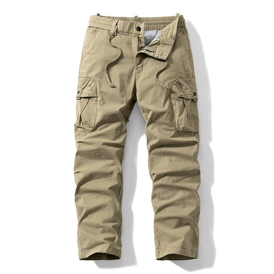 Herren Relaxed-Fit Canvas‑Cargohose mit Elastikbund, verdecktem Tunnelzug und Mehrfach‑Klappentaschen Nord Taschen