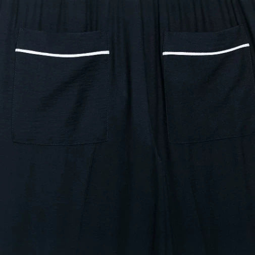 Damen Hochtaillierte Culotte-Hose mit weitem Bein und dekorativem Taillengürtel Nord Taschen