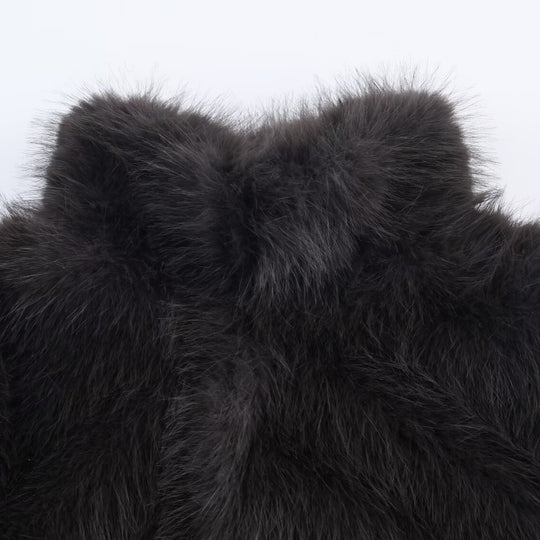 Damen Kurze Faux‑Fur‑Jacke mit Stehkragen und Boxy‑Schnitt Nord Taschen