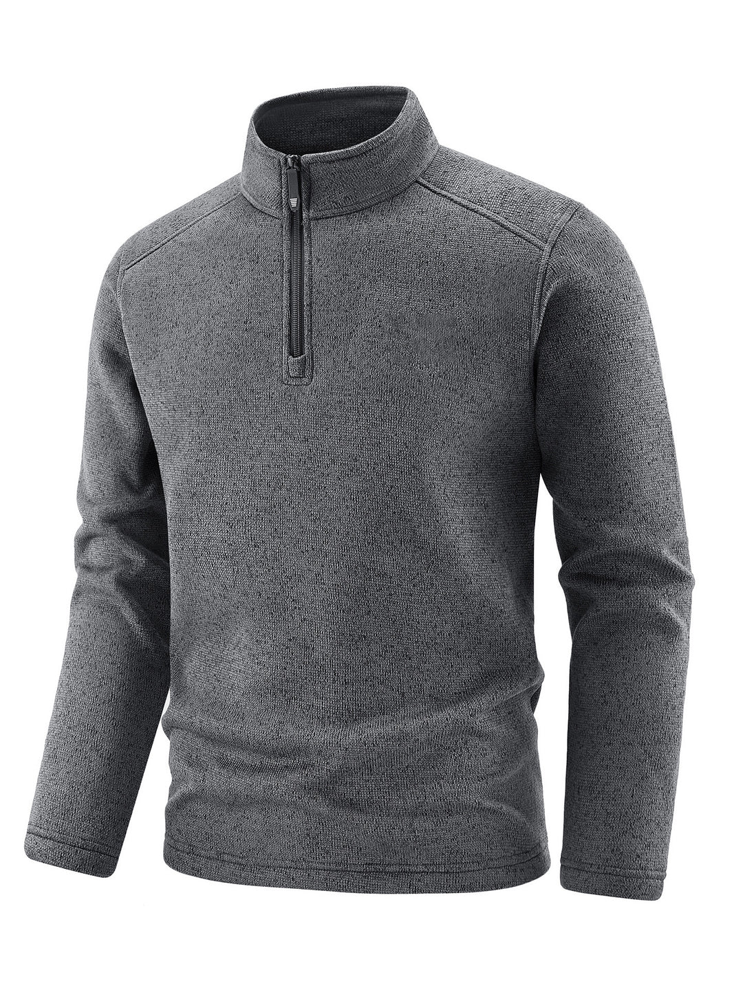 Herren Thermischer Strick-Fleecepullover mit halbem Reißverschluss und Stehkragen Nord Taschen