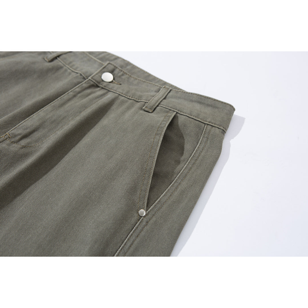 Damen Weite Bundfaltenhose im Utility‑Cargo‑Stil mit hoher Taille und markanten Teilnähten Nord Taschen