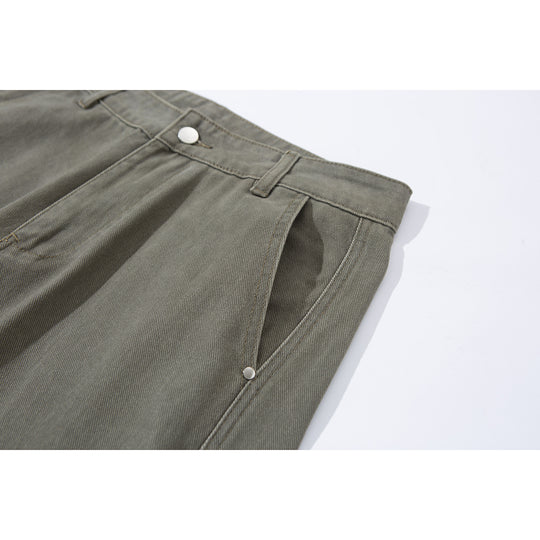 Damen Weite Bundfaltenhose im Utility‑Cargo‑Stil mit hoher Taille und markanten Teilnähten Nord Taschen