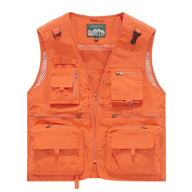 Herren leichte multifunktionale Utility-Anglerweste mit Mesh‑Futter und zahlreichen Reißverschluss‑ und Klappentaschen Nord Taschen