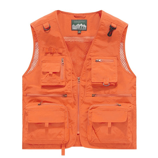Herren leichte multifunktionale Utility-Anglerweste mit Mesh‑Futter und zahlreichen Reißverschluss‑ und Klappentaschen Nord Taschen