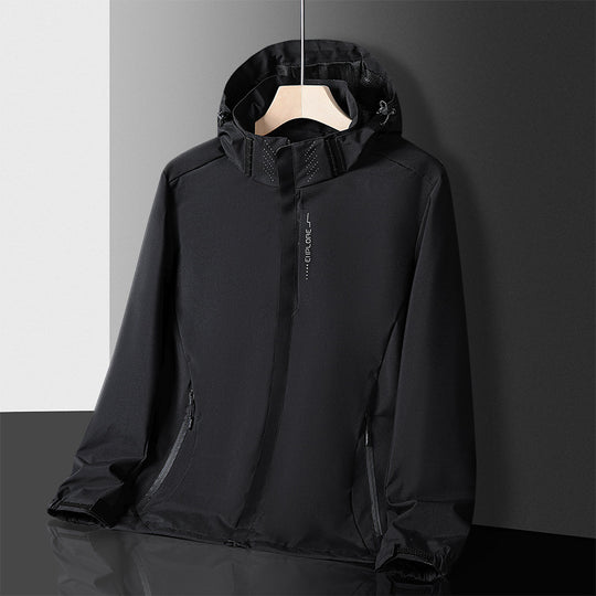 Herren leichter wasserdichter Softshell‑Hoodie mit Kapuze und Tarn‑Hex‑Alloverprint Nord Taschen