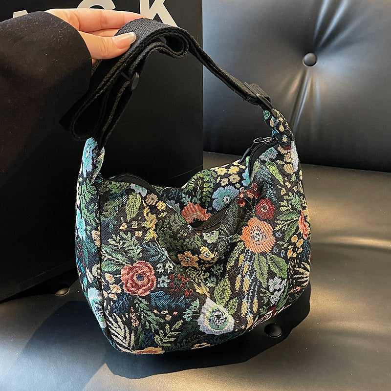 Damen Umhängetasche mit floralem Jacquard-Muster Nord Taschen