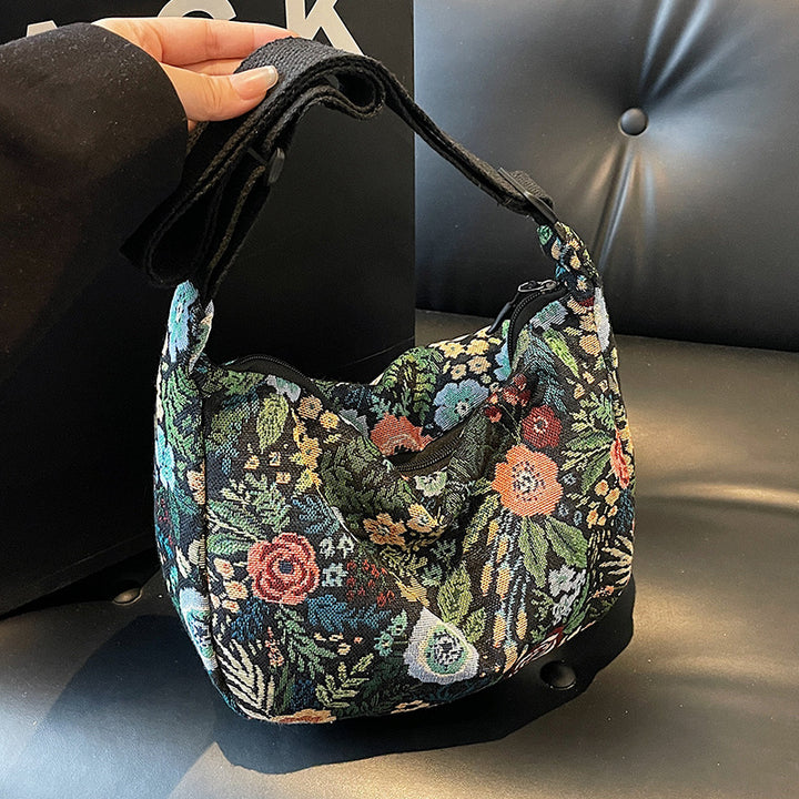 Damen Umhängetasche mit floralem Jacquard-Muster Nord Taschen