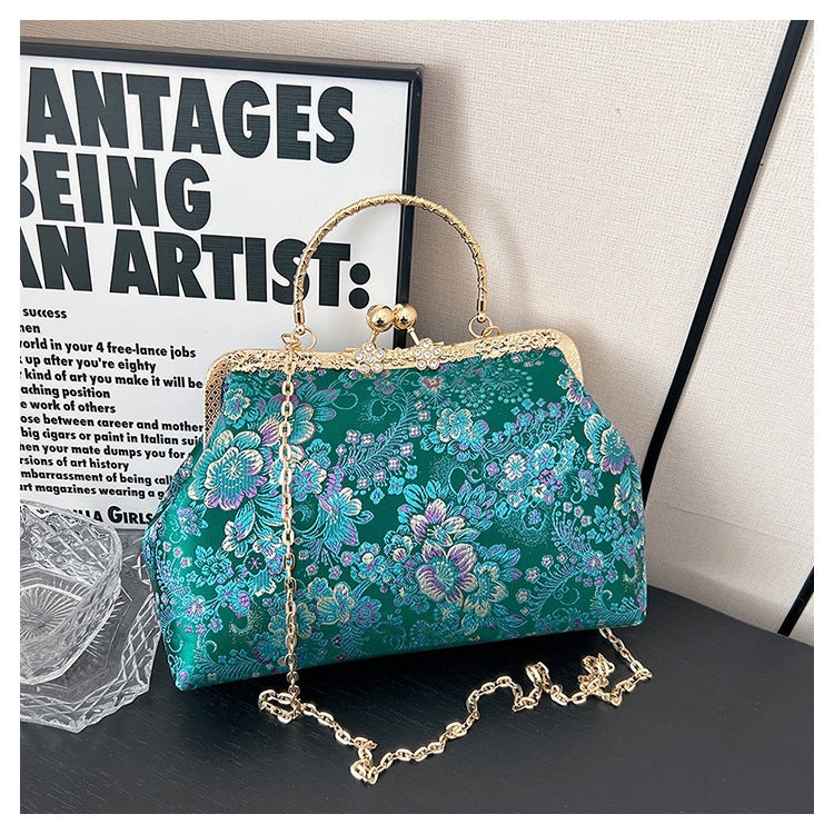 Damen Vintage-Tasche mit floralem Design und Kettenriemen Nord Taschen