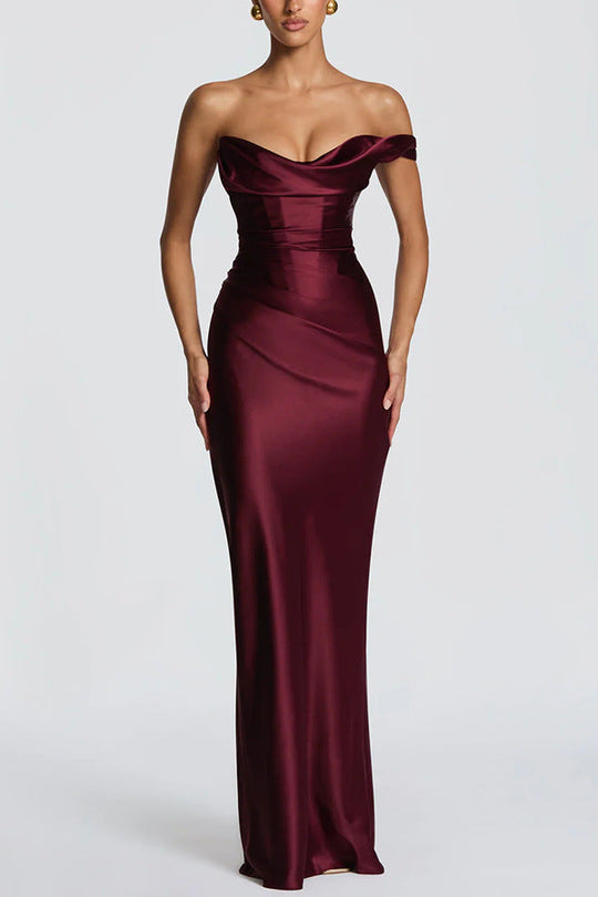 Damen Elegantes Maxikleid mit asymmetrischem Schnitt und fließendem Rock