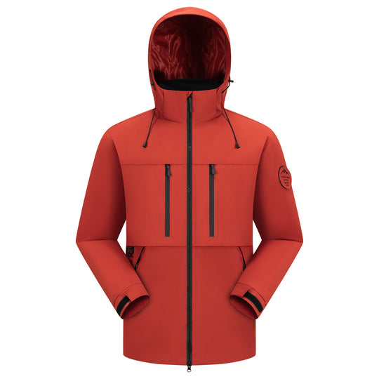 Herren Wasserdichte atmungsaktive Softshell Outdoorjacke mit verstellbarer Kapuze Nord Taschen