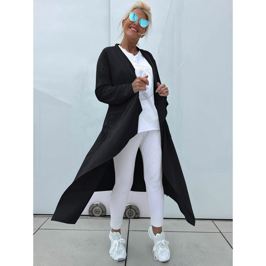 Damen Langer Fließender Longcardigan mit Wasserfall-Saum und Eingrifftaschen Nord Taschen