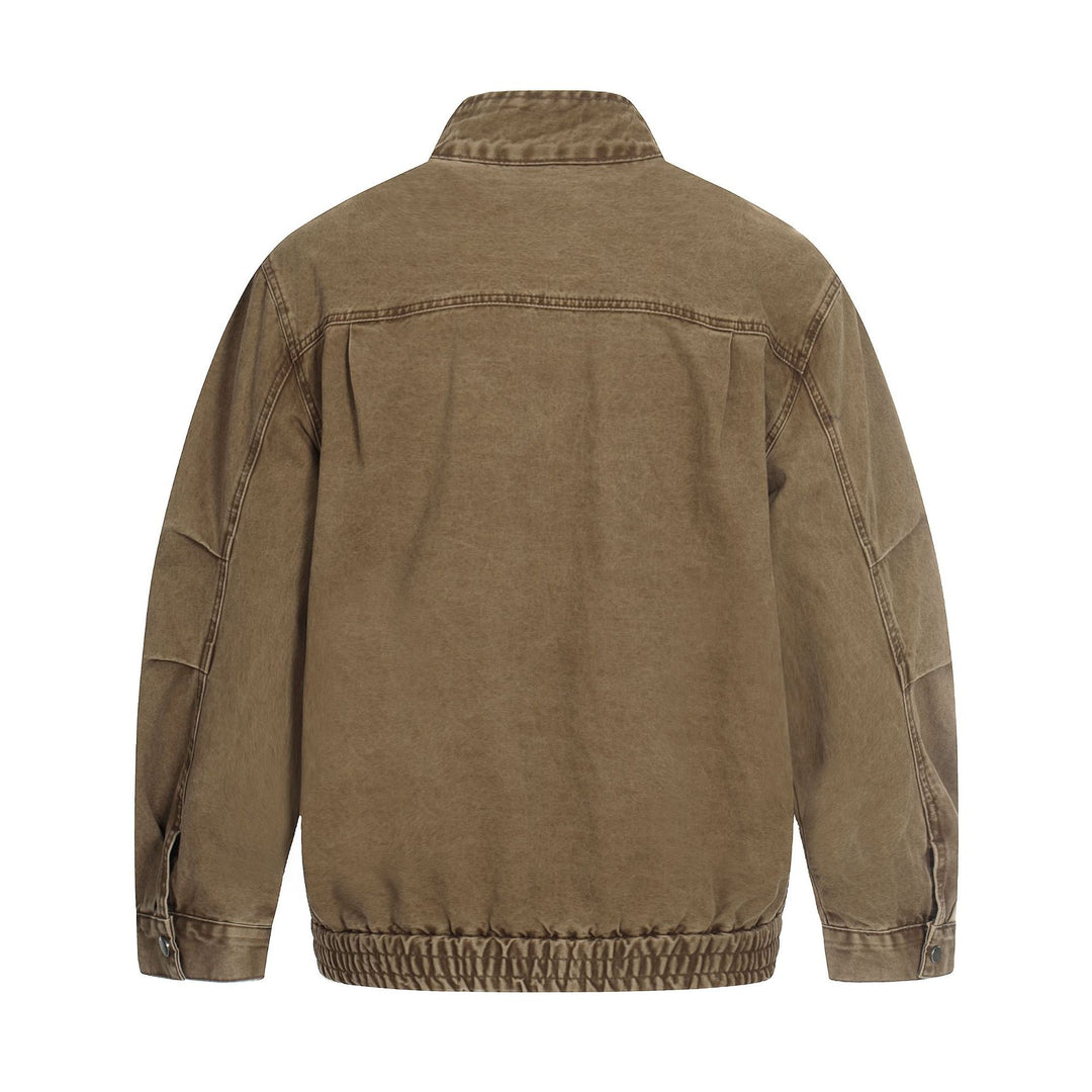 Herren Kurz geschnittener Field‑Bomber im Vintage‑Canvas mit Stehkragen und großen Pattentaschen Nord Taschen