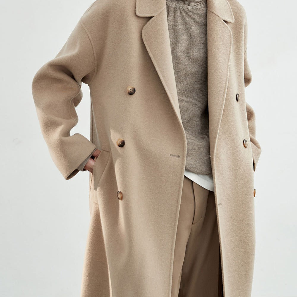 Herren Oversized Wollmantel mit Doppelreiher und Reverskragen Nord Taschen