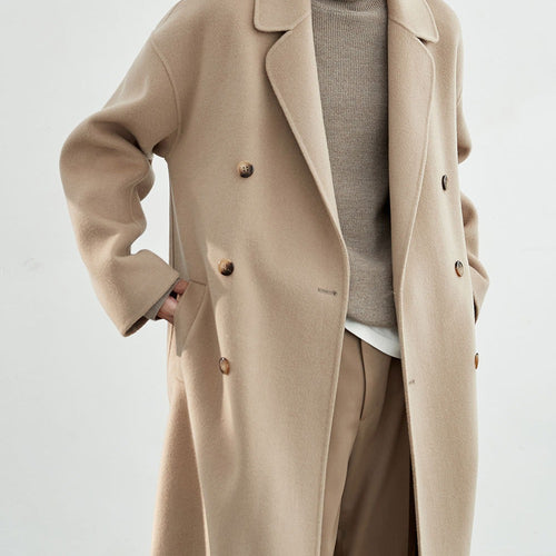 Herren Oversized Wollmantel mit Doppelreiher und Reverskragen Nord Taschen