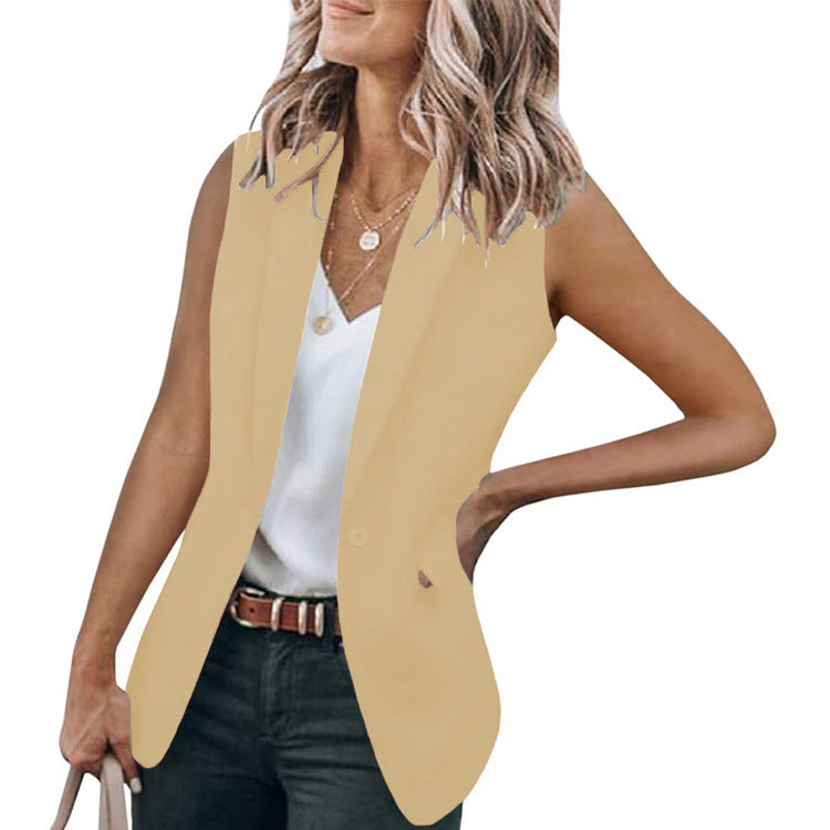 Damen ärmelloser Blazer mit modernen Taschen