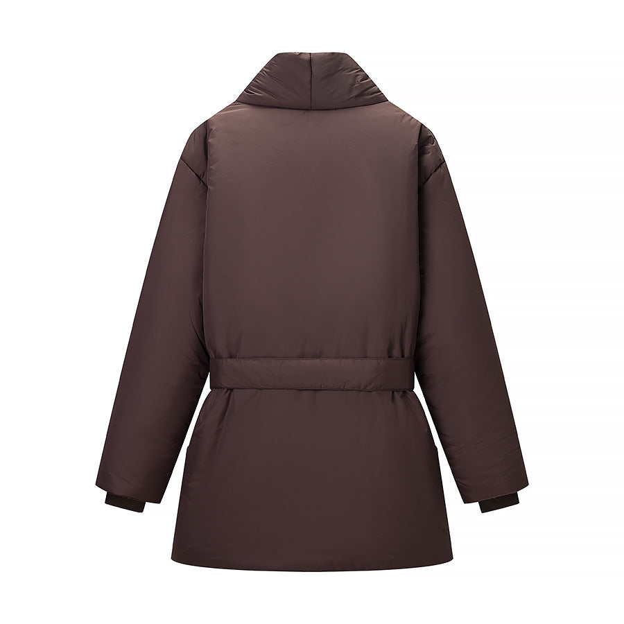 Damen gesteppte Taillengürtel-Steppjacke mit Schalkragen Nord Taschen