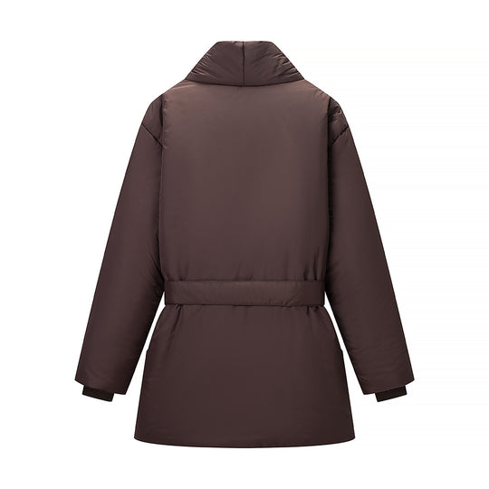 Damen gesteppte Taillengürtel-Steppjacke mit Schalkragen Nord Taschen