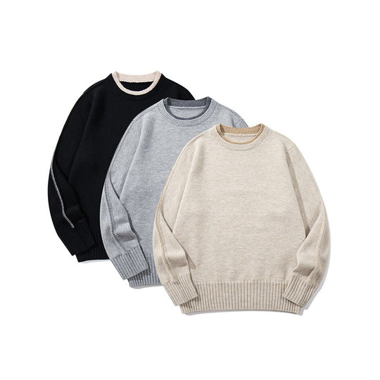 Unisex Weicher Mélange-Rundhalspullover aus Bio-Baumwollmix mit Boxy‑Fit und breiten Rippbündchen Nord Taschen