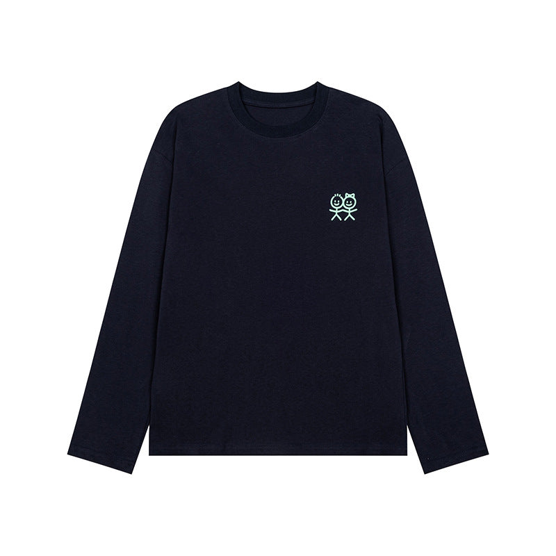Unisex Langarm-Baumwollshirt mit minimalistischer Freundschafts-Stickerei Nord Taschen