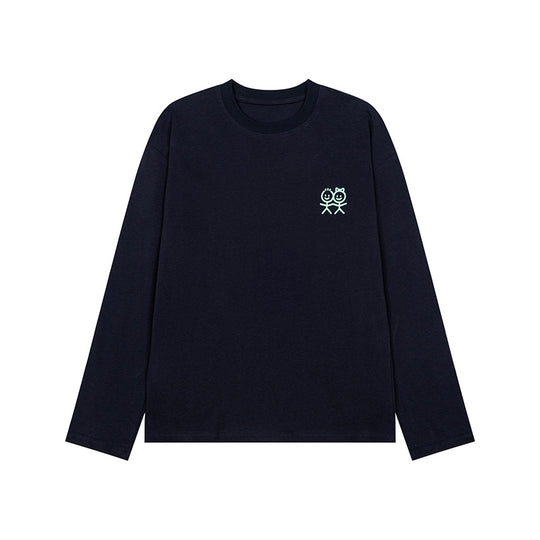 Unisex Langarm-Baumwollshirt mit minimalistischer Freundschafts-Stickerei Nord Taschen