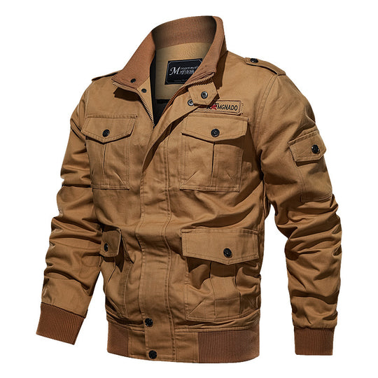 Herren Robust geschnittene Canvas-Fieldjacke mit Epauletten, Mehrfachtaschen und geripptem Abschluss Nord Taschen