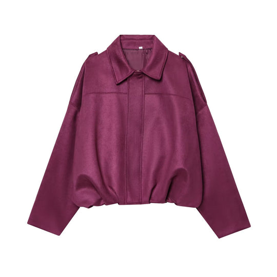 Damen Gekürzte Wildlederoptik-Blousonjacke mit Taillen-Smock und Schulterpatten Nord Taschen