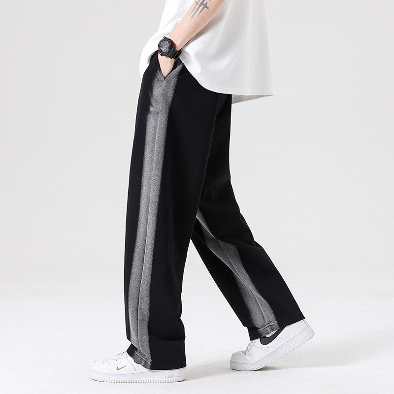 Herren Oversize Trainingshose mit kontrastseitigem Panel, Tunnelzug & geradem Bein Nord Taschen