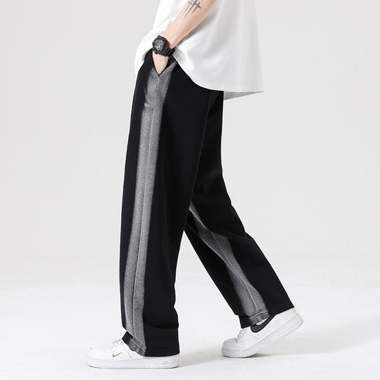 Herren Oversize Trainingshose mit kontrastseitigem Panel, Tunnelzug & geradem Bein Nord Taschen