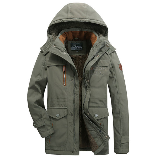 Herren winddichter Freizeitparka mit kuscheliger Teddyfleece‑Innenschicht und Multifunktionstaschen Nord Taschen