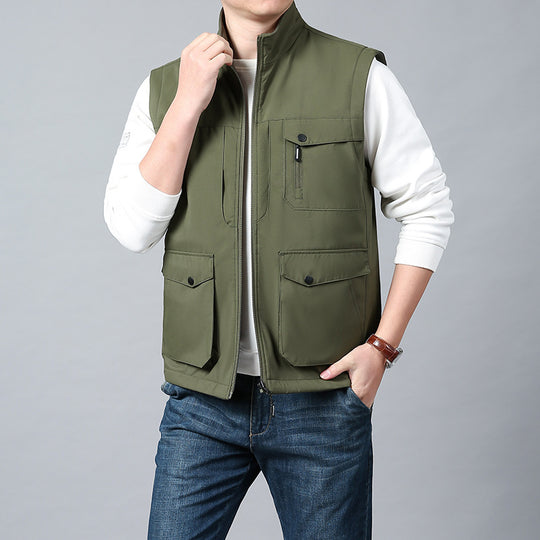 Herren Funktionsweste im urbanen Utility‑Stil mit Organizer‑Taschen und Stehkragen Nord Taschen
