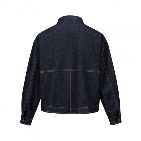 Unisex Kurz geschnittene kastige Denim-Zipjacke im Worker‑Look mit schrägen Eingrifftaschen Nord Taschen