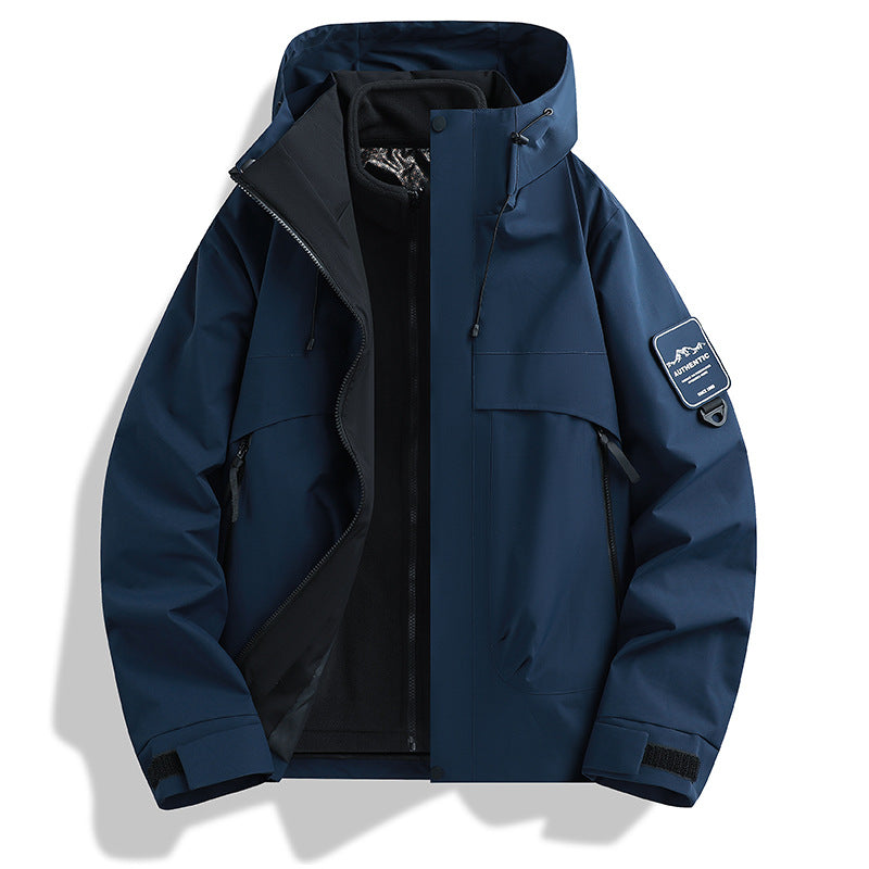 Herren modulare wasserdichte Outdoorjacke mit abnehmbarer Fleece-Innenjacke und verstellbarer Kapuze Nord Taschen