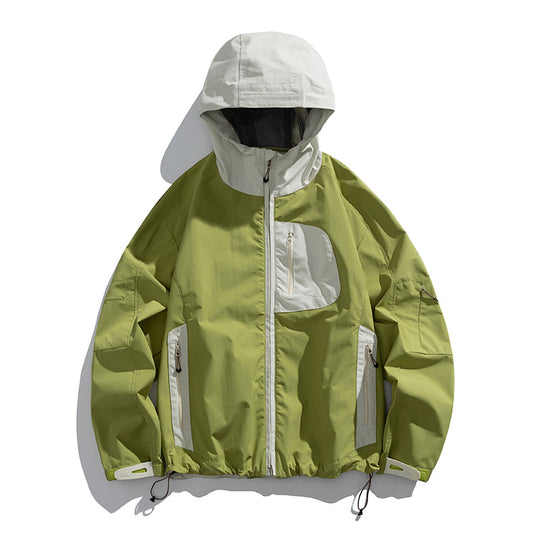 Herren technische wasserabweisende Outdoor-Softshell-Jacke mit Kapuze und verstellbarem Saum Nord Taschen