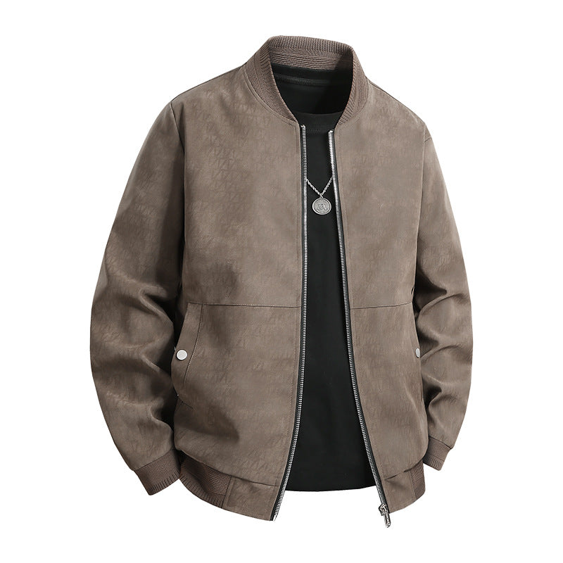 Herren Veloursoptik-Bomberjacke im minimalistischen Look mit Zweiwege-Reißverschluss, Rippkragen und verdeckten Druckknöpfen Nord Taschen