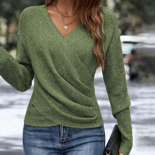 Damen Eleganter Wickelpullover Nord Taschen