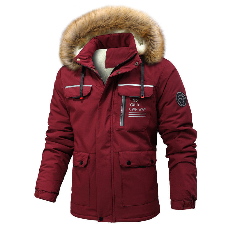 Herren Thermo-Parka im Expeditionstil mit abnehmbarer Kunstfellkapuze und Multifunktions-Taschen Nord Taschen