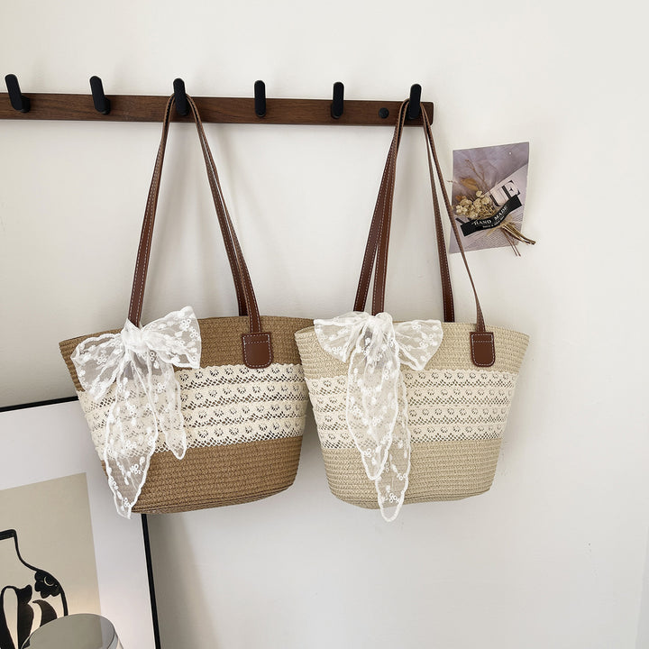 Damen Strandtasche mit niedlichem Spitzendetail und robusten Trageriemen Nord Taschen