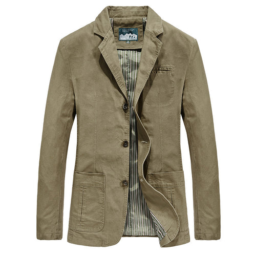 Herren  legeres Baumwoll-Twill Sakko mit aufgesetzten Taschen und gestreiftem Innenfutter Nord Taschen