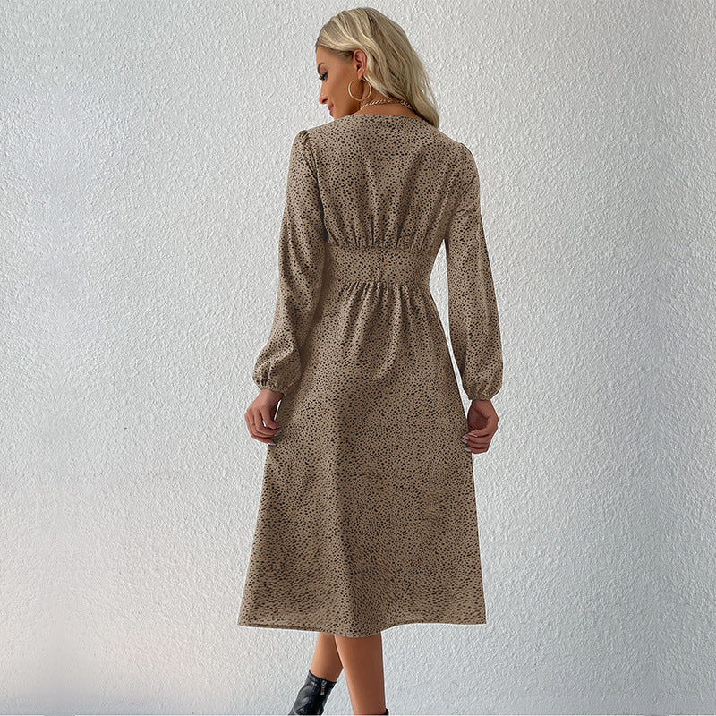 Damen Elegantes Knielanges Kleid mit Knopfverschluss Nord Taschen