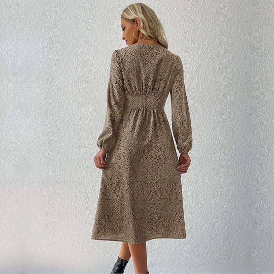Damen Elegantes Knielanges Kleid mit Knopfverschluss Nord Taschen