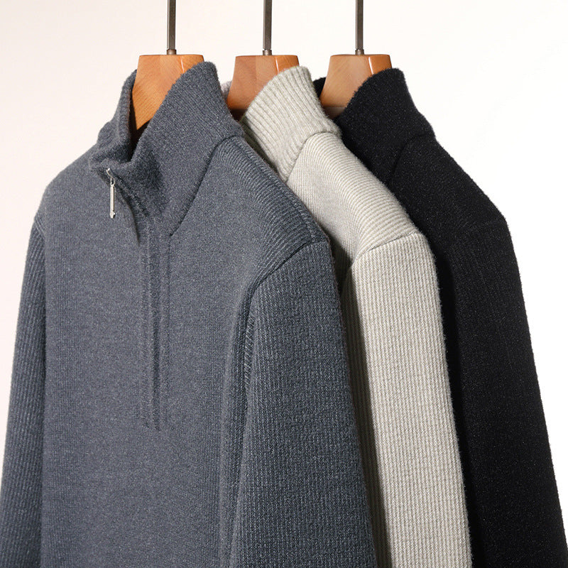 Herren Thermo-gefütterter Halbzip-Pullover mit Stehkragen und wärmender Fleece-Innenseite Nord Taschen