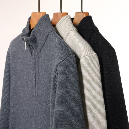 Herren Thermo-gefütterter Halbzip-Pullover mit Stehkragen und wärmender Fleece-Innenseite Nord Taschen
