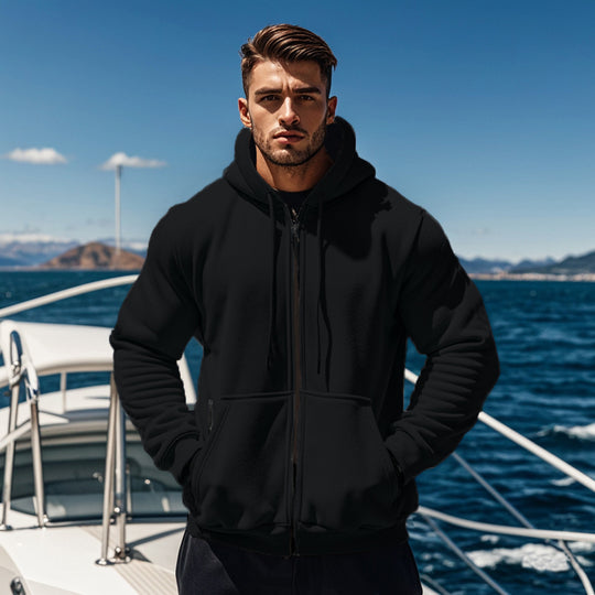 Herren Kapuzen-Sweatjacke mit durchgehendem Reißverschluss, Kängurutasche und verstellbarer Kapuze Nord Taschen