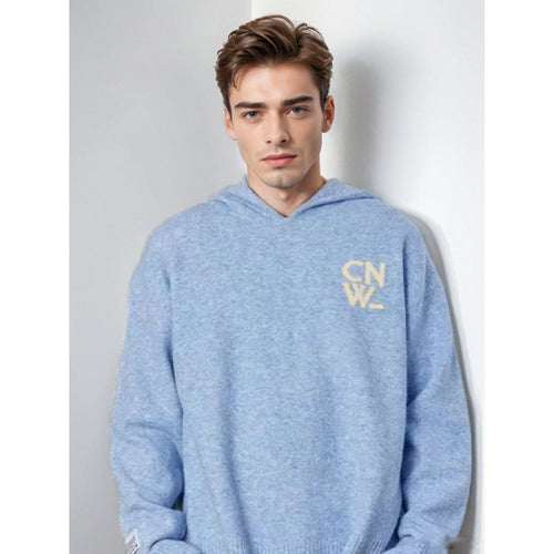 Unisex Oversized Kapuzenpullover mit V-Ausschnitt aus Feinstrick und Logo-Stick Nord Taschen
