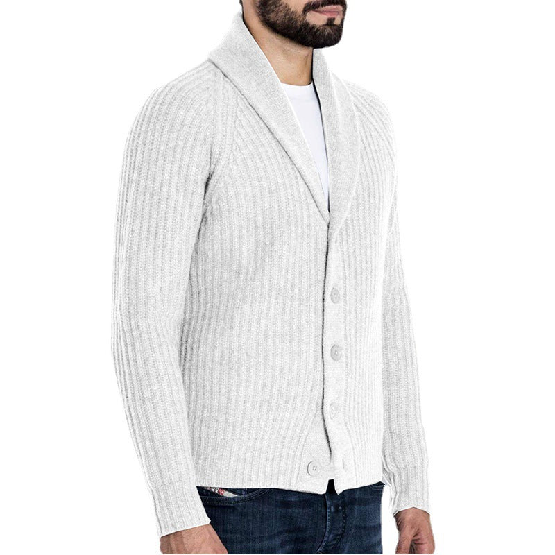 Herren Rippstrick-Cardigan mit Schalkragen und durchgehender Knopfleiste Nord Taschen