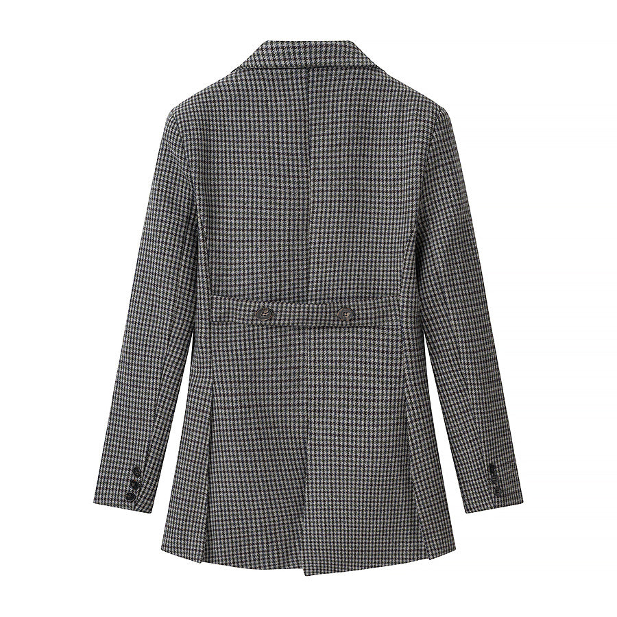 Damen Hahnentritt-Blazer mit Schwalbenschwanz-Detail und taillierter Silhouette Nord Taschen